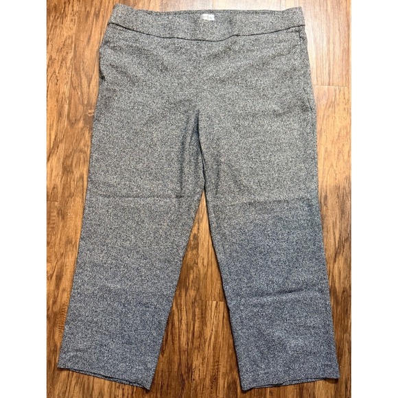 Avenue Cropped Trouser Work Pants Petite Size 18 Black Heathered Stretch Pull-on - Picture 3 of 7